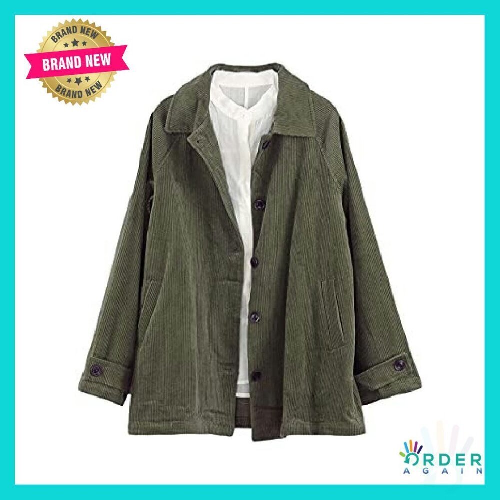 Corduroy Button Down Jacket Oversized Chic Casual Elegant Retro Y2K Style